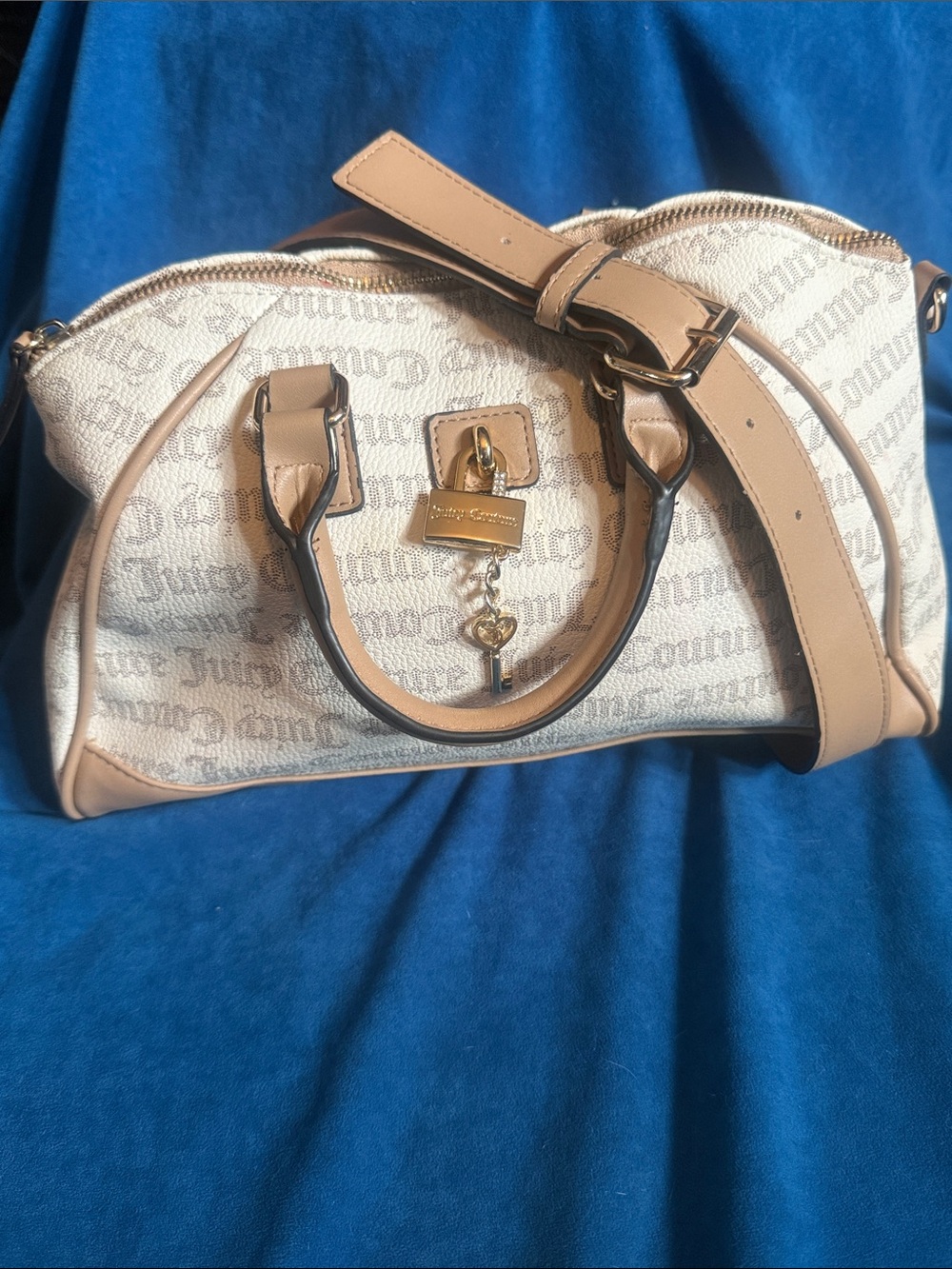 Juicy couture Beige and Cream Satchel Bag with Gold Hardware